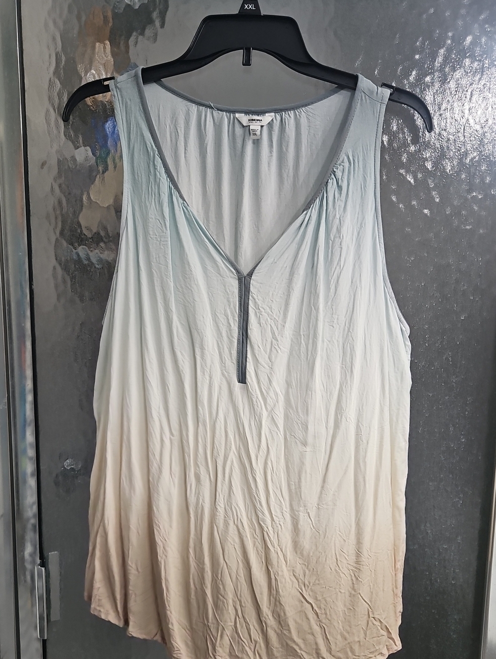 Sonoma Light Blue to Cream Ombre V-Neck Sleeveless Tank